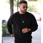 Unisex Kapşonsuz Oversize Kalıp Sweatshirt (Siyah)